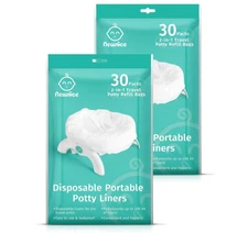 60pcs Disposable Potty Liners with 200ML Pads, Travel Bags for Toddlers