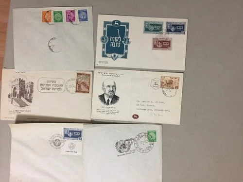 Six '40 Israel covers:2X fdc with picture,1X postal stationery