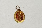 14K Yellow Gold Saint Christopher Protect Us Medal Pendant Oval Tested 1.5g — photo 1
