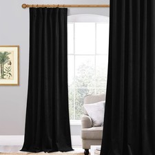 108 inch Length Black Velvet Curtains Thick Backdrops for Theater, Solid