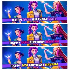 KPOP DEMON-HUNTER Personalised Birthday Banners 2x Banner Any Name Any Age D2