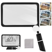 Upgraded 5X Magnifying Glass with Light, 48 LED Handheld Full Page Black