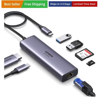 Revodok 7 in 1 USB C Hub Gigabit Ethernet Adapter 4K@60Hz HDMI, 100W PD Charg...