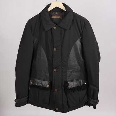 Roberto Cavalli Class Women s Black Goose Down Leather Jacket Size IT 50 / US 16