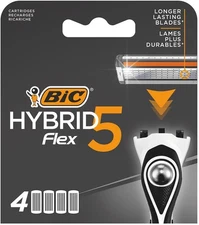 BIC Hybrid 5 Flex Men's Shaver Refills with 5 Moveable Nano-Tech Titanium Coa...