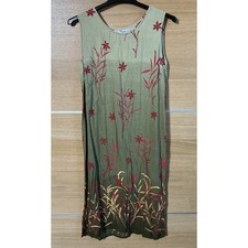 Darian Petites Women’s Size 18 Sleeveless Midi Dress Floral Print Varied Green