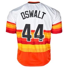 Roy Oswalt Signed Houston White Throwback Baseball Jersey (JSA)