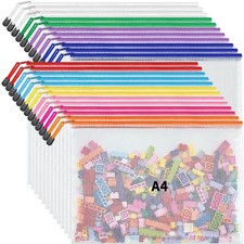 JARLINK A4 Letter Size 24 Pack 10 Colors Zipper Mesh Document Pouch, Mesh Bag...