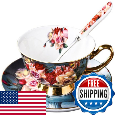 Eplze Ybk Tech Euro Style Bone China Cup Saucer Set Ceramic Tea Coffee Cup For