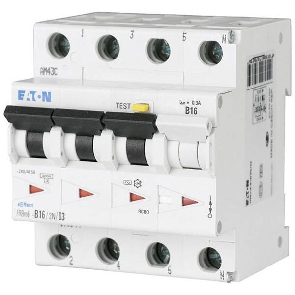 Eaton RCBO 4-pin 16A 0.03A 415V AC compact circuit breaker