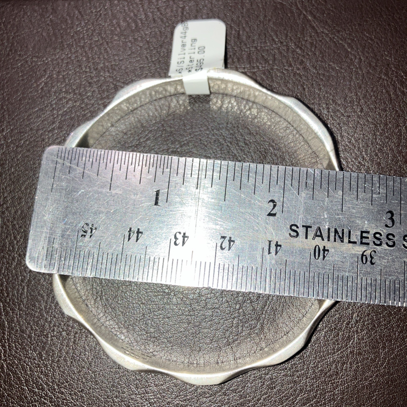 Sterling Silver Solid Bangle 44 Grams Natural Pat… - image 2