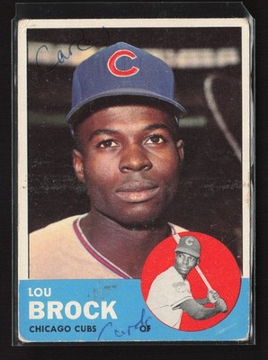 Lou Brock 1963 Topps #472 TYW6 writing on front