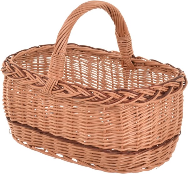 Kleiner Weidenkorb Einkaufskorb Mit Henkel 36 Cm Geflochtener Flechtkorb Natur-image