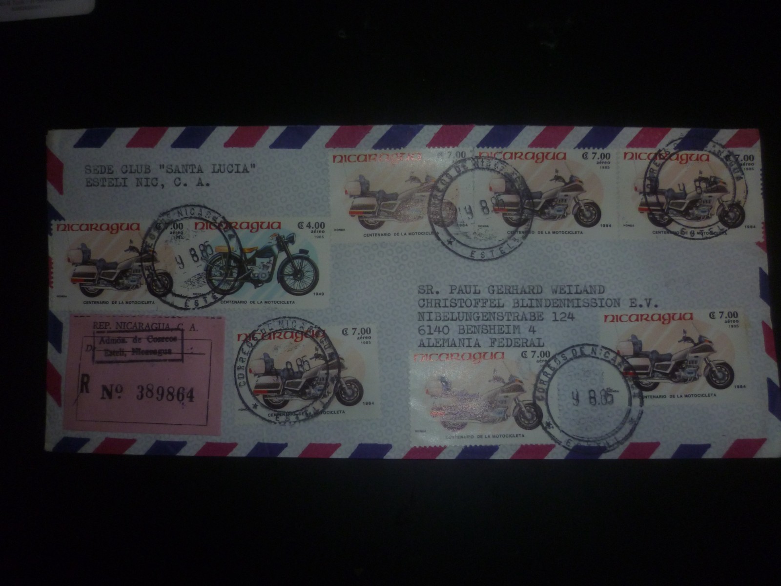 1 Nicaragua Registered Air-Mail Cover