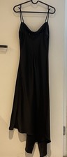 Asymmetrical Hem Spaghetti Strap Maxi Dress black au 8 New Without Tag