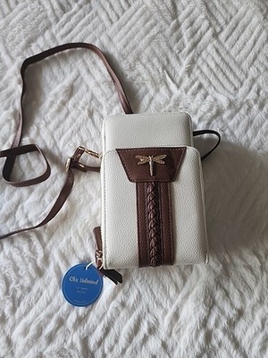 Chik Unlimited Triple Zip Around Crossbody Bag White with Brown Accent