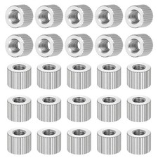 25pcs M5 Knurled Thumb Nuts Nickel Plated Flat Head Through Hole D10mm x H8mm