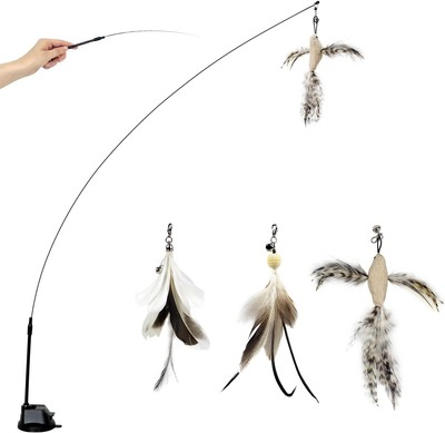 #ad Cat Wand Toys with Suction Cup Interactive Bird Simulation Cat Toy SetCat T... $23.29