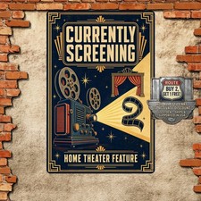 Vintage Projector Icon Retro Cinema Now Playing Metal Tin Sign