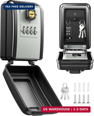 Wall-Mounted Lock Box for Keys with Code, 4 Digits Combination Key Lock Box with