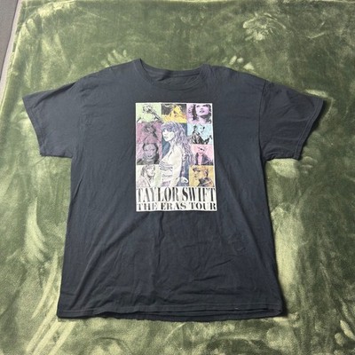 Taylor Swift The Eras Tour T-Shirt Black Multicolor Graphic Tee Unisex Large