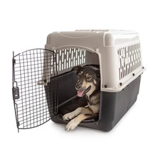 Pet Kennel Medium 36" Dog Crate Plastic Travel Pet Carrier for Pets 50-70lb Grey