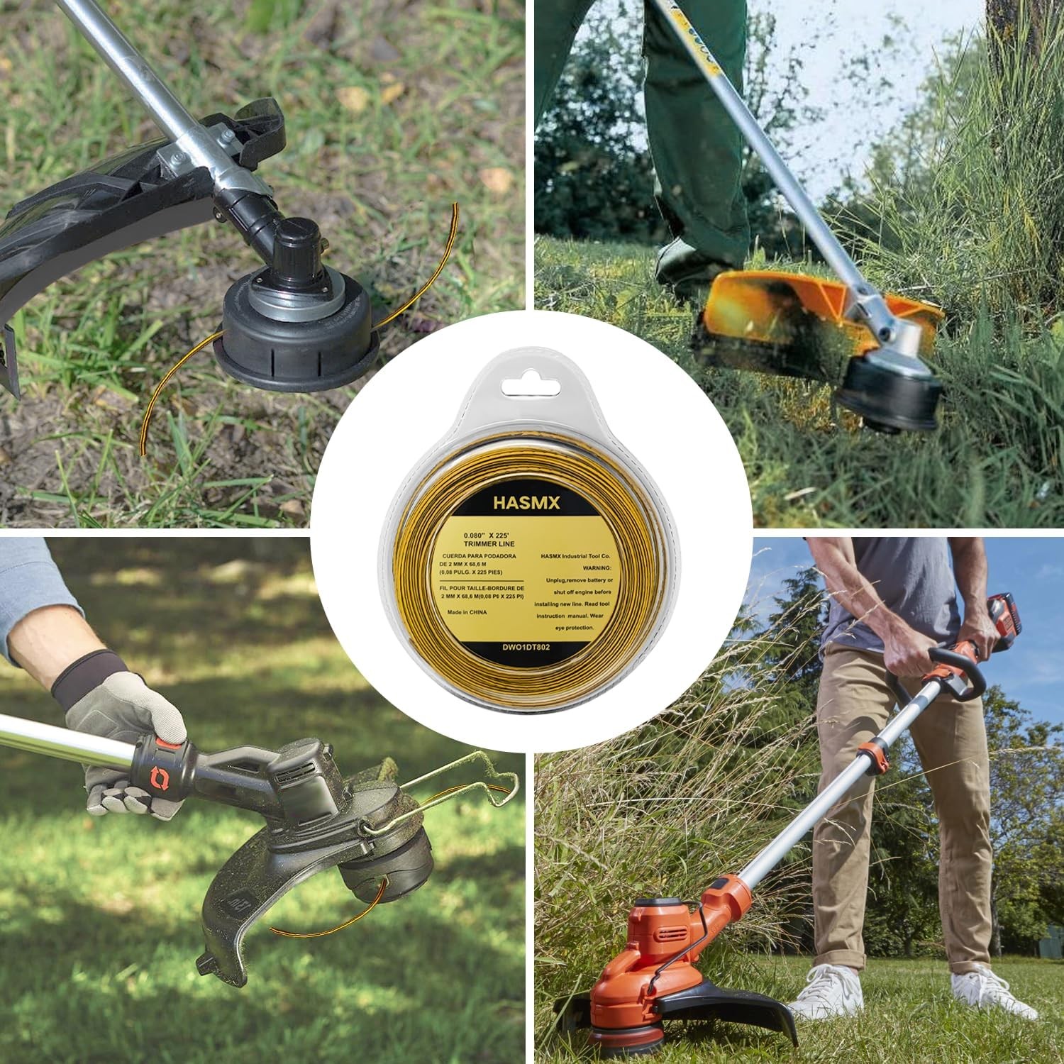 225Ft X 0.08 Inch - DWO1DT801 DWO1DT802 String Weed Trimmer Line for Dewalt Cord