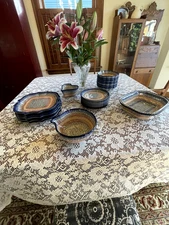 RARE! Polish Pottery "Mosaic" 23-Piece Dinnerware Set for 7 + Extra Pieces