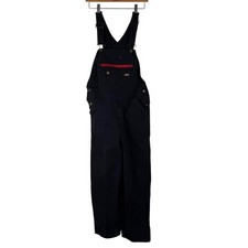 Genuine Dickies Mens Black Duck Canvas Bib Overalls Red Zip 35x31.5 100 Cotton