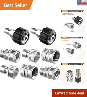 #ad Stainless Steel Pressure Washer Adapter Set 8 Quick Disconnect Kits $73.99