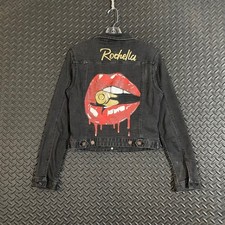 Pull&Bear Washed Black Denim Jacket Custom Pa...