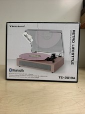 TANLANIN Bluetooth Vinyl Record Player 3-Speed Turntable Large, Light Pink