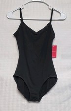 Capezio V-Neck Camisole Leotard Black Criss-crossed Multi-straps Back SZ LA
