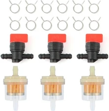 Inline Fuel Gas Filter Shut Off Valve Clamps for Mower Tractor