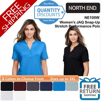 #ad 🔥 North End Women JAQ Snap Up Stretch Performance Polo Shirt Up To 3XL NE100W $17.99