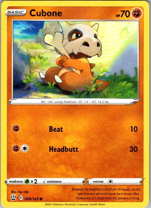 Cubone Common SWSH05: Battle Styles 069/163 NM