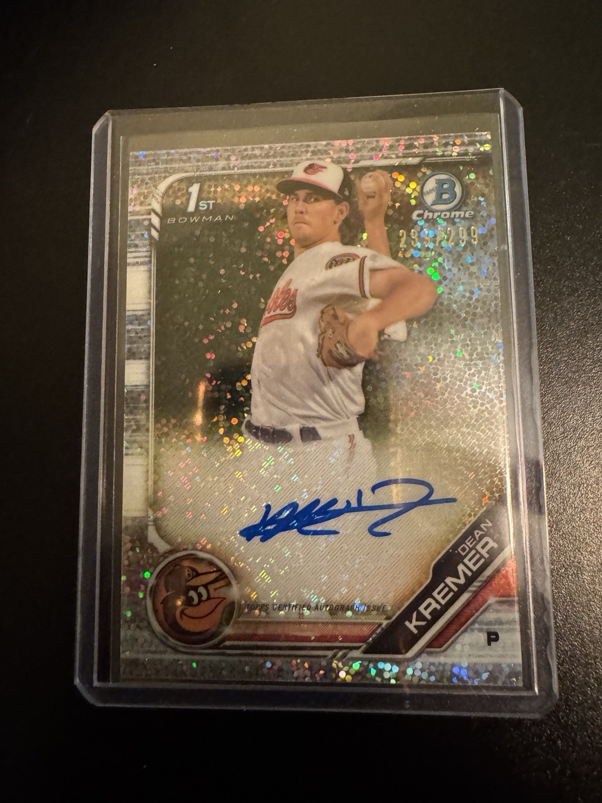 2019 Bowman Chrome Prospect Speckle Refractor 13/299 Dean Kremer #CPA-DK Auto