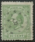 1872 Used Netherlands 20c Scott #28 Grn Cancel Stamps — photo 1