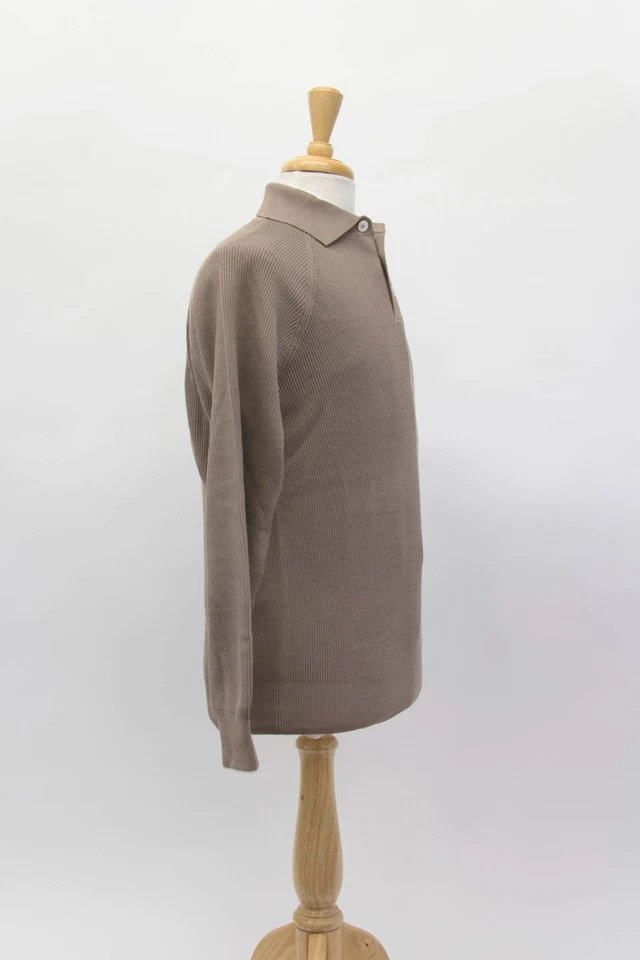 NUEVO CON ETIQUETAS $1600 Brunello Cucinelli Para hombres Acanalado Polo Suéter Con Logo Botones A258 Foto 3 de 4