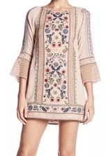 Alice + Olivia Gabriel Embroidered Crochet Blush Pink Tunic Dress in Sz 4 EUC