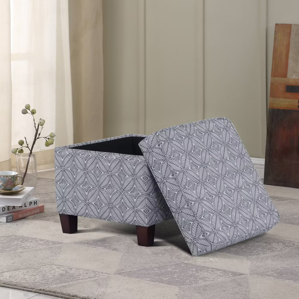 Cole Classics Square Storage Ottoman with Lift Off Top Indigo - HomePop