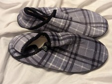 Gray Plaid Large Slippers No Slip Shoe Camping Outdoor Casual Men's 7 Women's 9