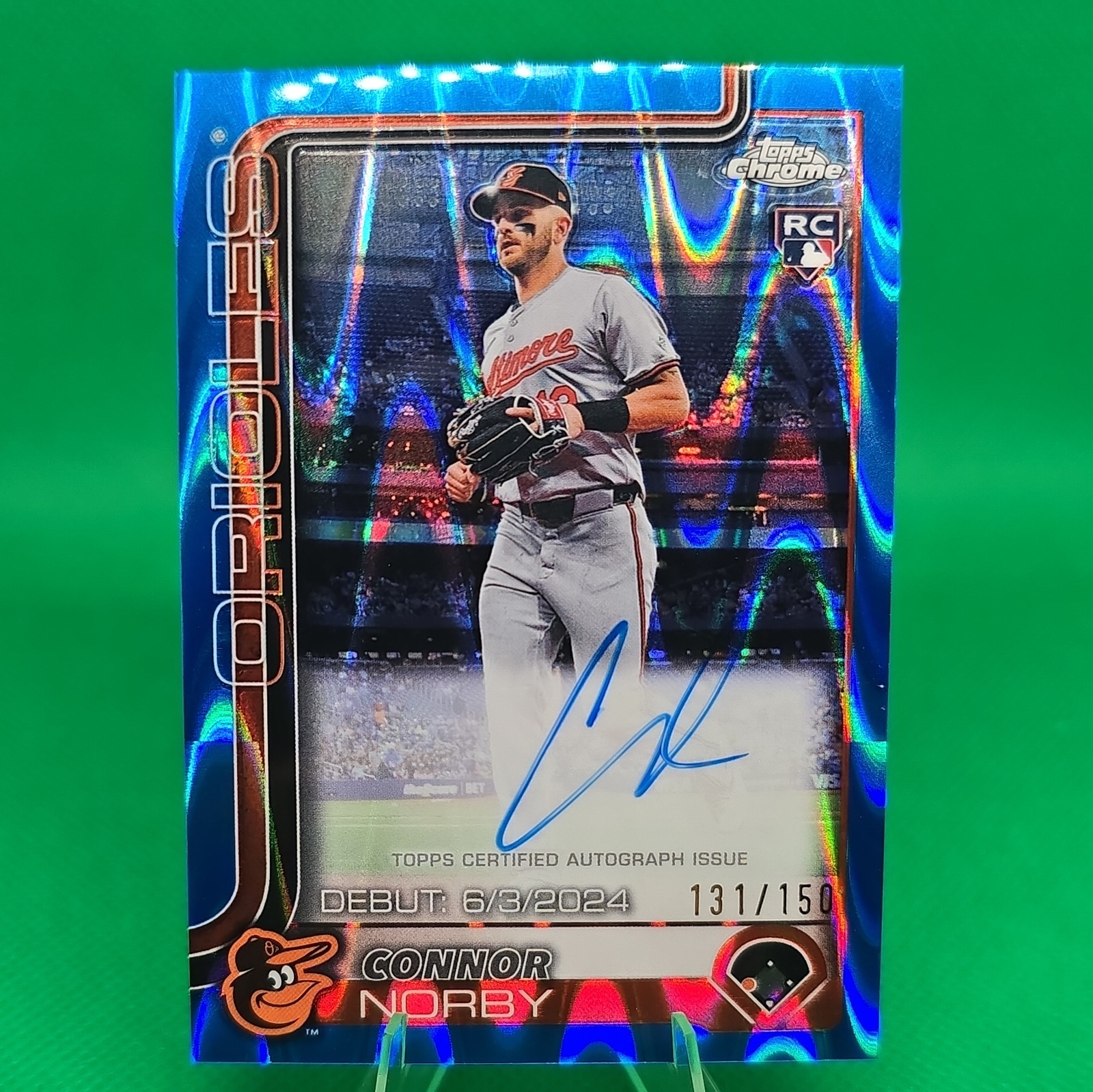 2025 Topps Chrome - Rookie Auto Connor Norby CRDA-CNO Blue Wave Refractor /150