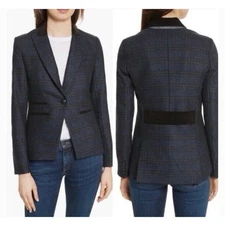 Veronica Beard Gia Plaid Dickie Blazer in Navy Multi