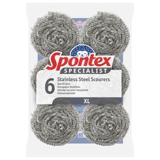Spontex Specialist Stainless Steel Scourers | XL | Tough Metal Scourers for Prof