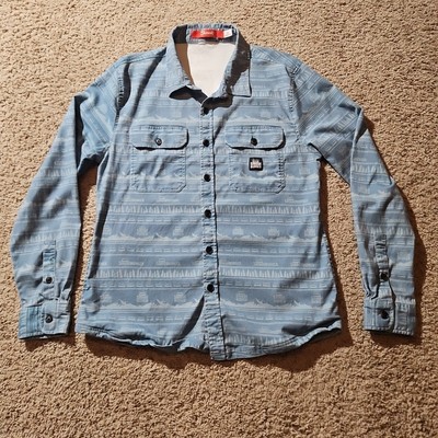 Shinesty Smashburger Shirt  Mens Medium Blue Button Front Pockets Tencel Blend