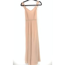 Lulus Dress Women's XS Blush Pink Evening V-Neck A-Line Maxi Ruffle