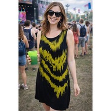 Joseph Ribkoff Black Green-Yellow Abstract Print Sleeveless Sheath Dress Size 6
