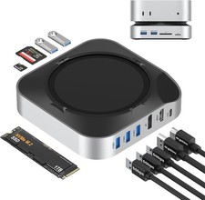Mac mini M4 Pro Dock Dual Monitor 4K60Hz NVMe SSD Enclosure USB-C Hub SD/TF