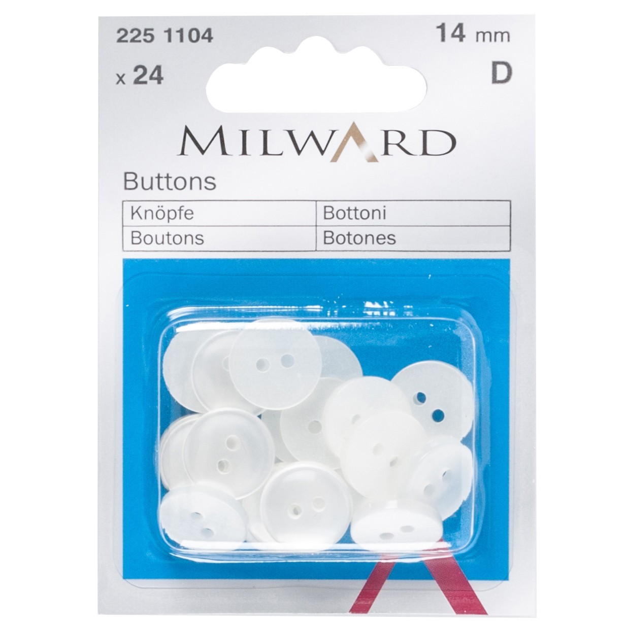 Milward: Buttons: Overall: Pearl: 14mm: 5 Packs of 24 Pieces